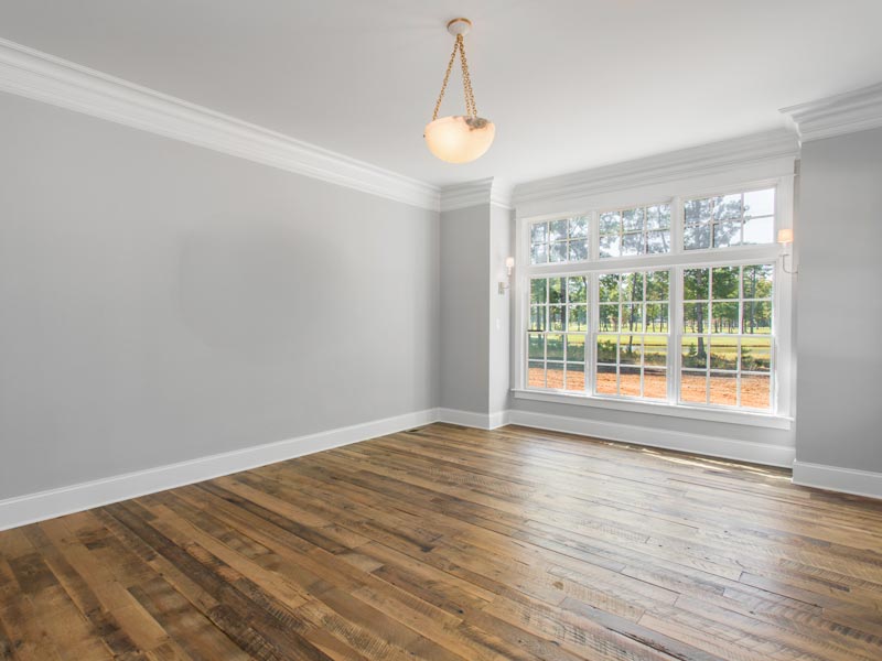 living room with crown molding